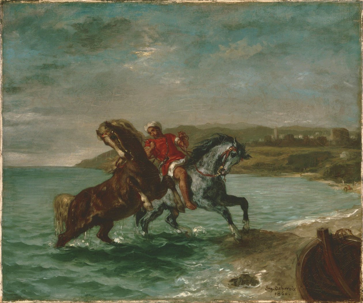 海から出てくる馬 作： フェルディナンド・ビクター・ユージン・ドラクロワ