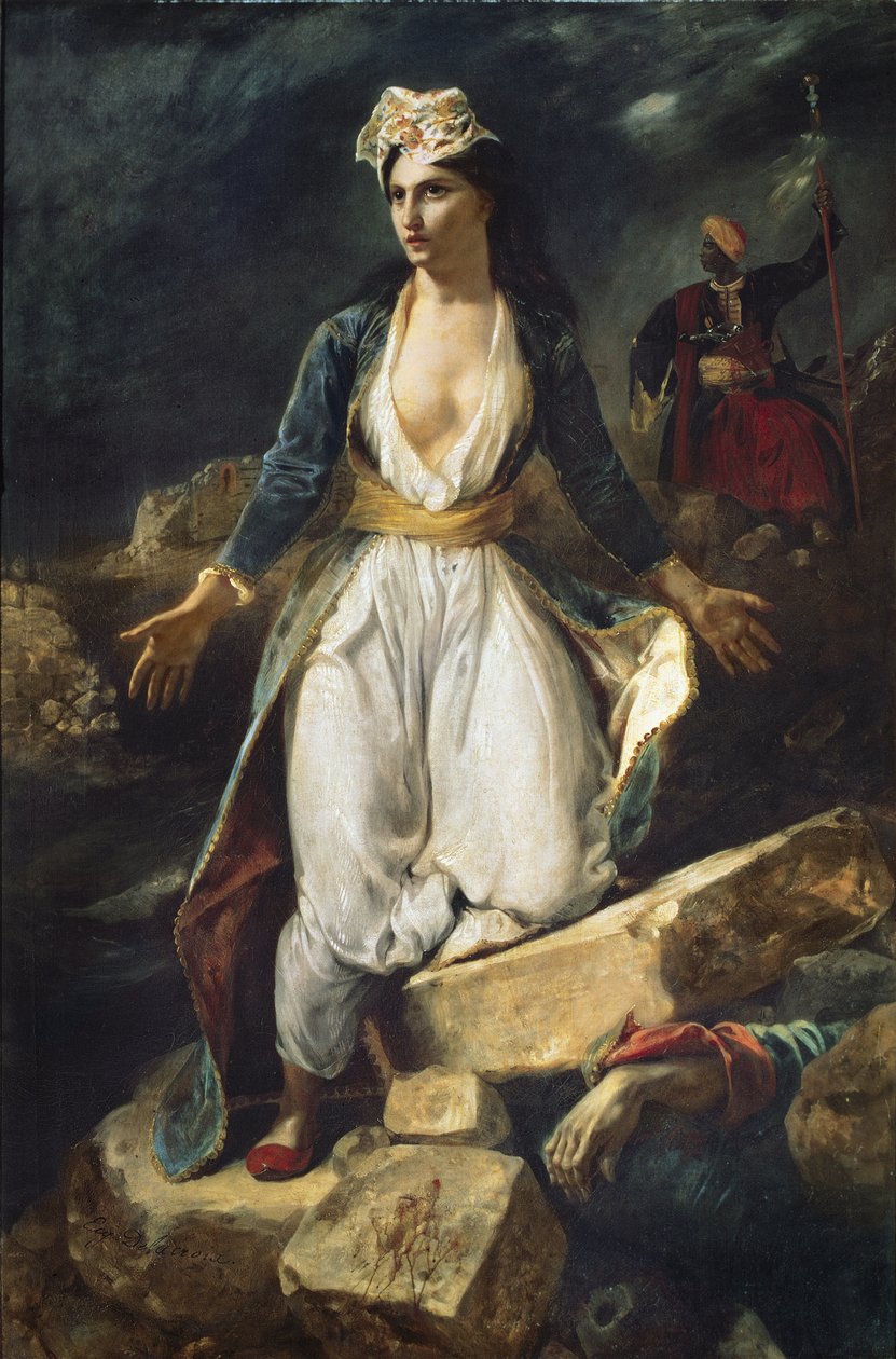 1826年、ミソロンギの遺跡で期限切れになるギリシャ 作： フェルディナンド・ビクター・ユージン・ドラクロワ