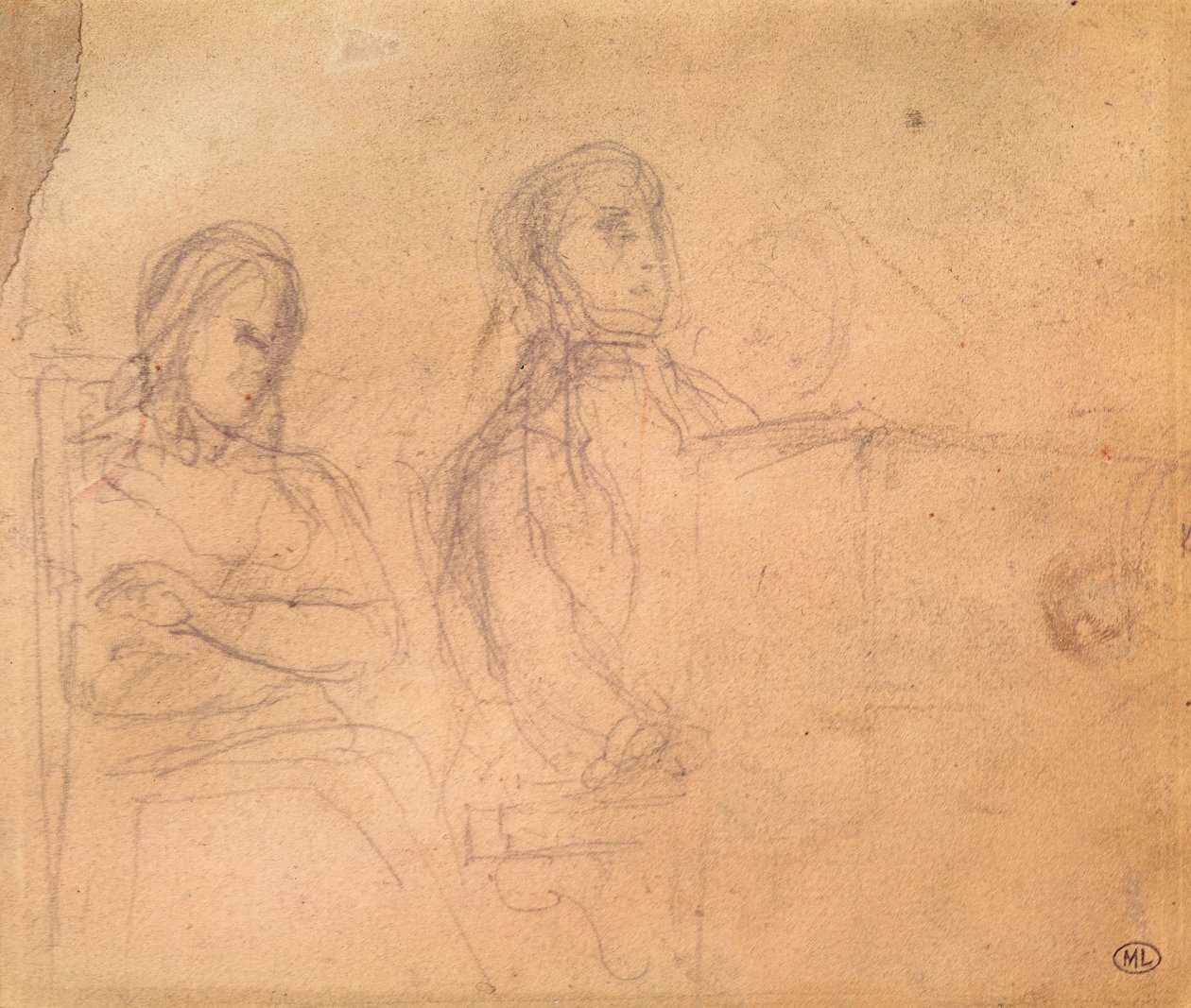 フレデリックショパン（1810〜49年）とジョージサンド（1804〜76年）の肖像画の研究 作： フェルディナンド・ビクター・ユージン・ドラクロワ