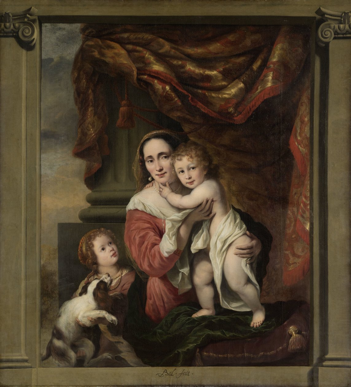 カリタス: ジョアンナ・デ・ヘール (1629-1691) と子供たちのセシリア・トリップ (1660-1728) とローレンス・トリップ (b. 1662) 作： フェルディナンド・ボル