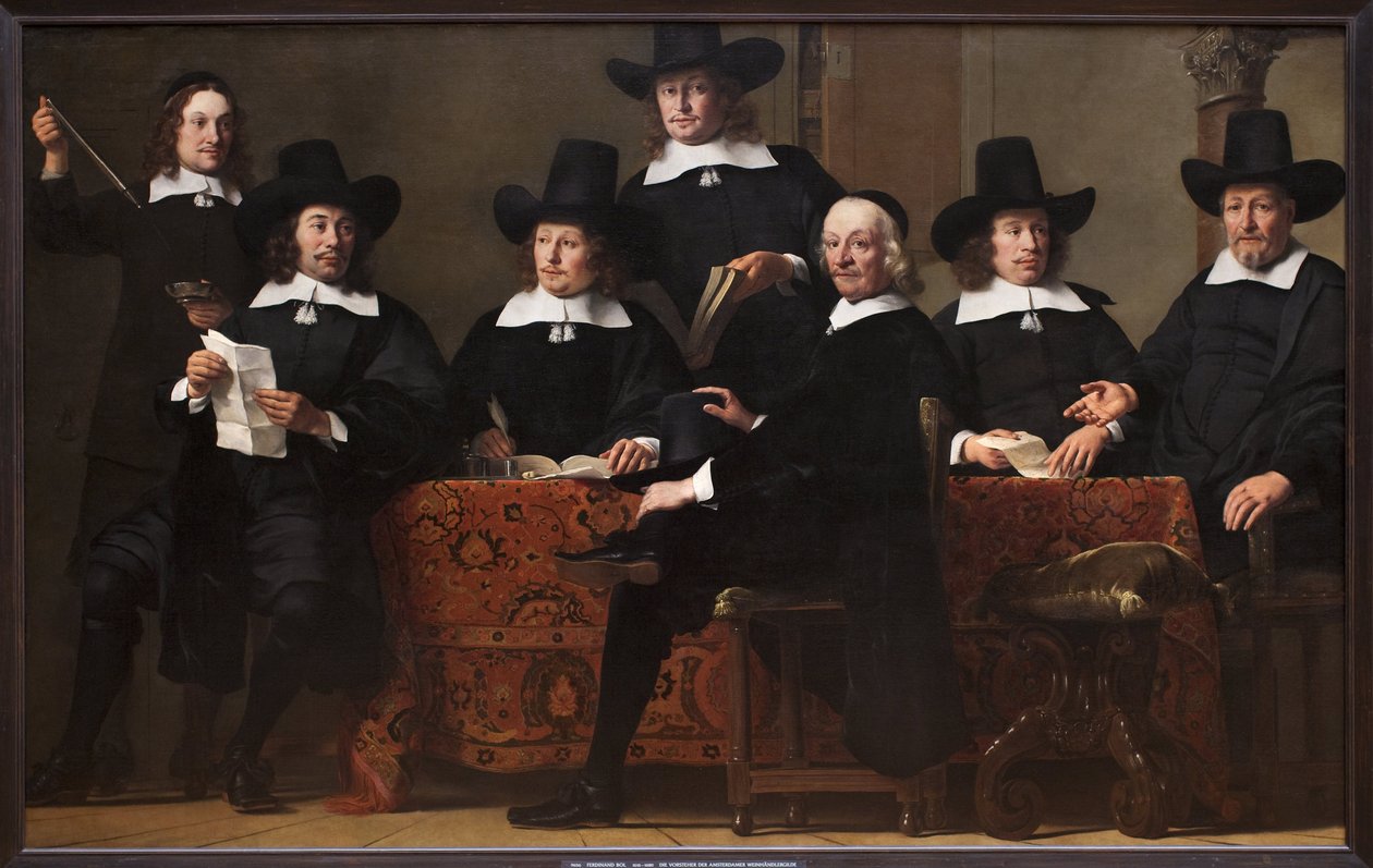 アムステルダム・ワイン・マーチャント・ギルド（オランダ）の会長。フェルディナンド・ボル（1616-1680）の絵画、油彩・キャンバス、1659 ...