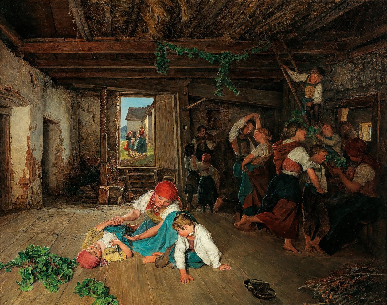 ワイン収穫祭の準備、1860年。 作： フェルディナンド・ゲオルグ・ヴァルドミュラー