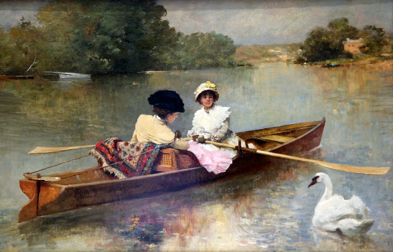 「セーヌ川のボート」、1875-1876 作： フェルディナンド・ハイルブス