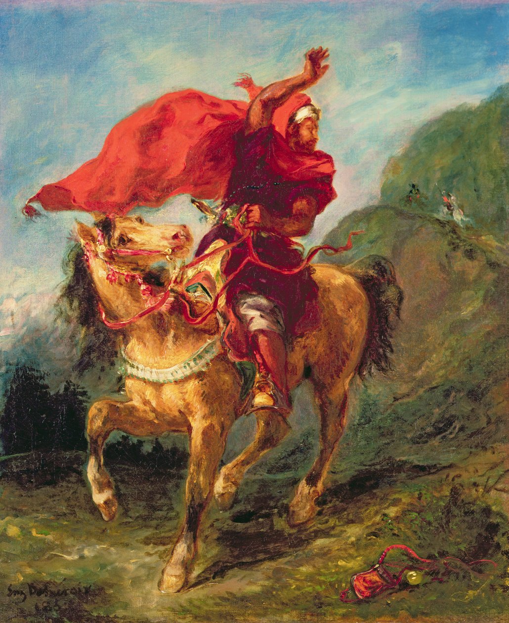信号を与えるアラブの騎手 作： フェルディナンド・ビクター・ユージン・ドラクロワ