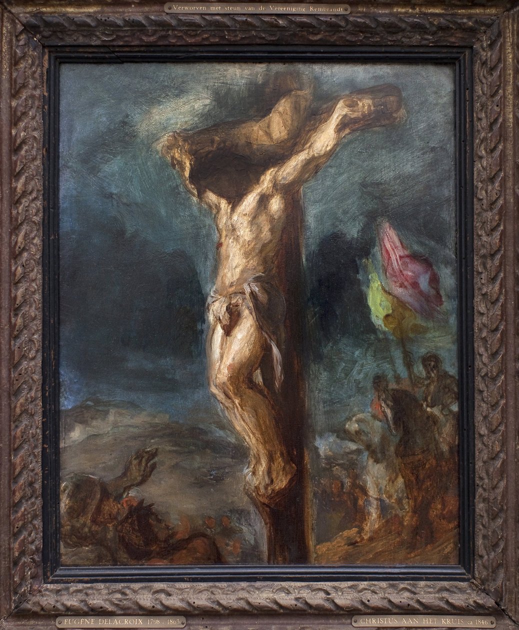 磔にされるウジェーヌ・ドラクロワ（1798-1863）による絵画、木に油彩 作： フェルディナンド・ビクター・ユージン・ドラクロワ