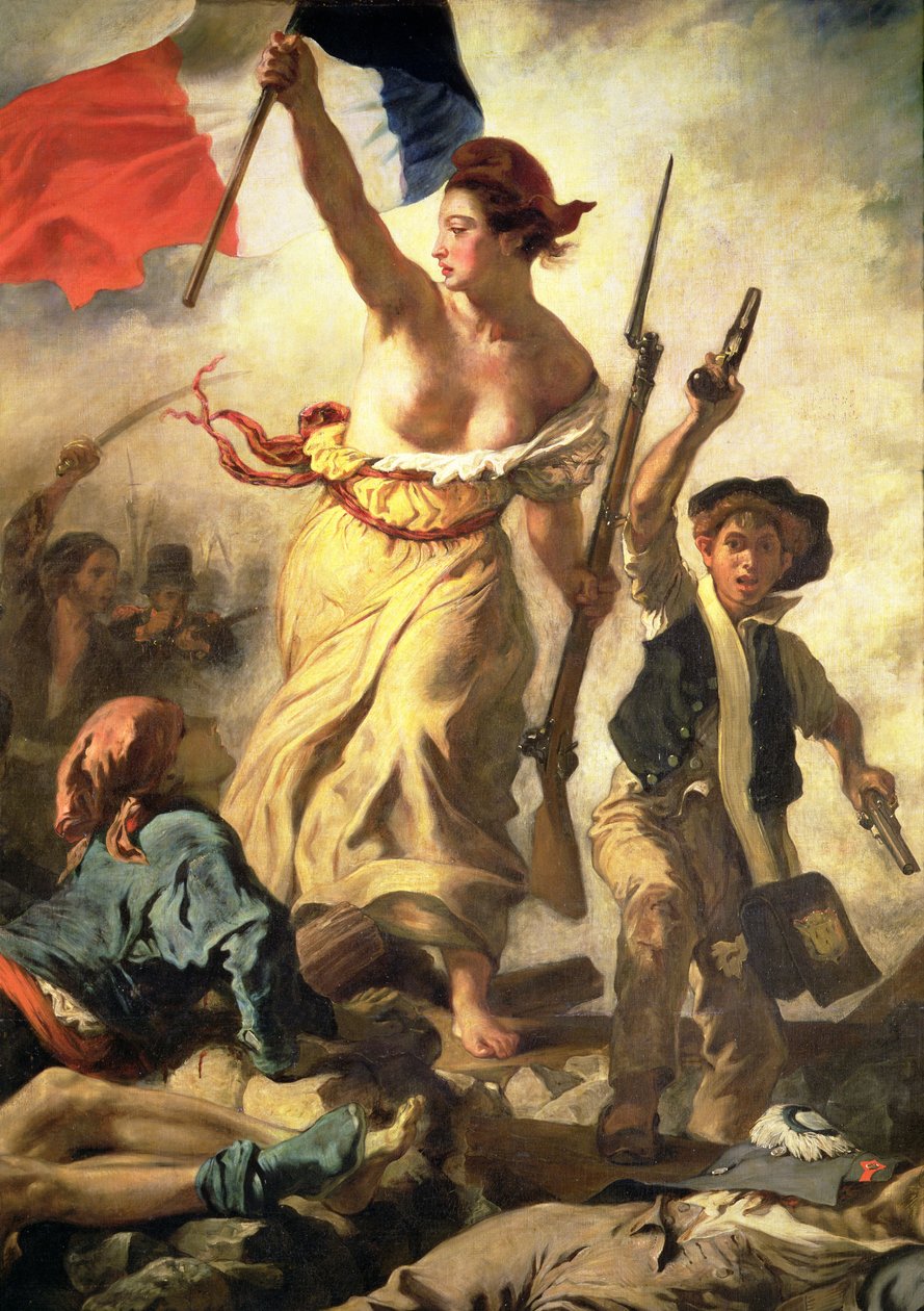 油絵　絵画　フランス　平和　自由　愛　Paris 自由を導く民衆、1830年7月28日、1830年から31年頃3692年のキャンバス