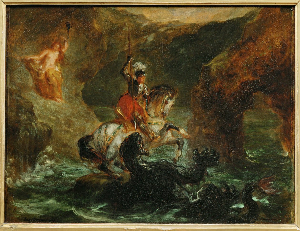 Saint Georges combattant le dragon, aussi Persee delivrant Andromede - ドラゴンと戦う聖ジョージ... 作： フェルディナンド・ビクター・ユージン・ドラクロワ