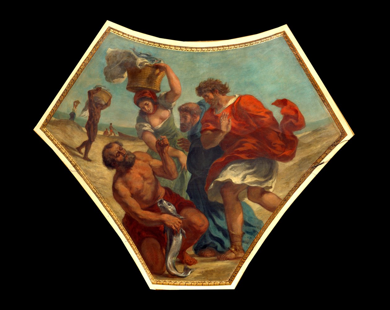 Die Drachme des Tributs gefunden von St. Peter im Gehör eines Fisches von Ferdinand Victor Eugene Delacroix