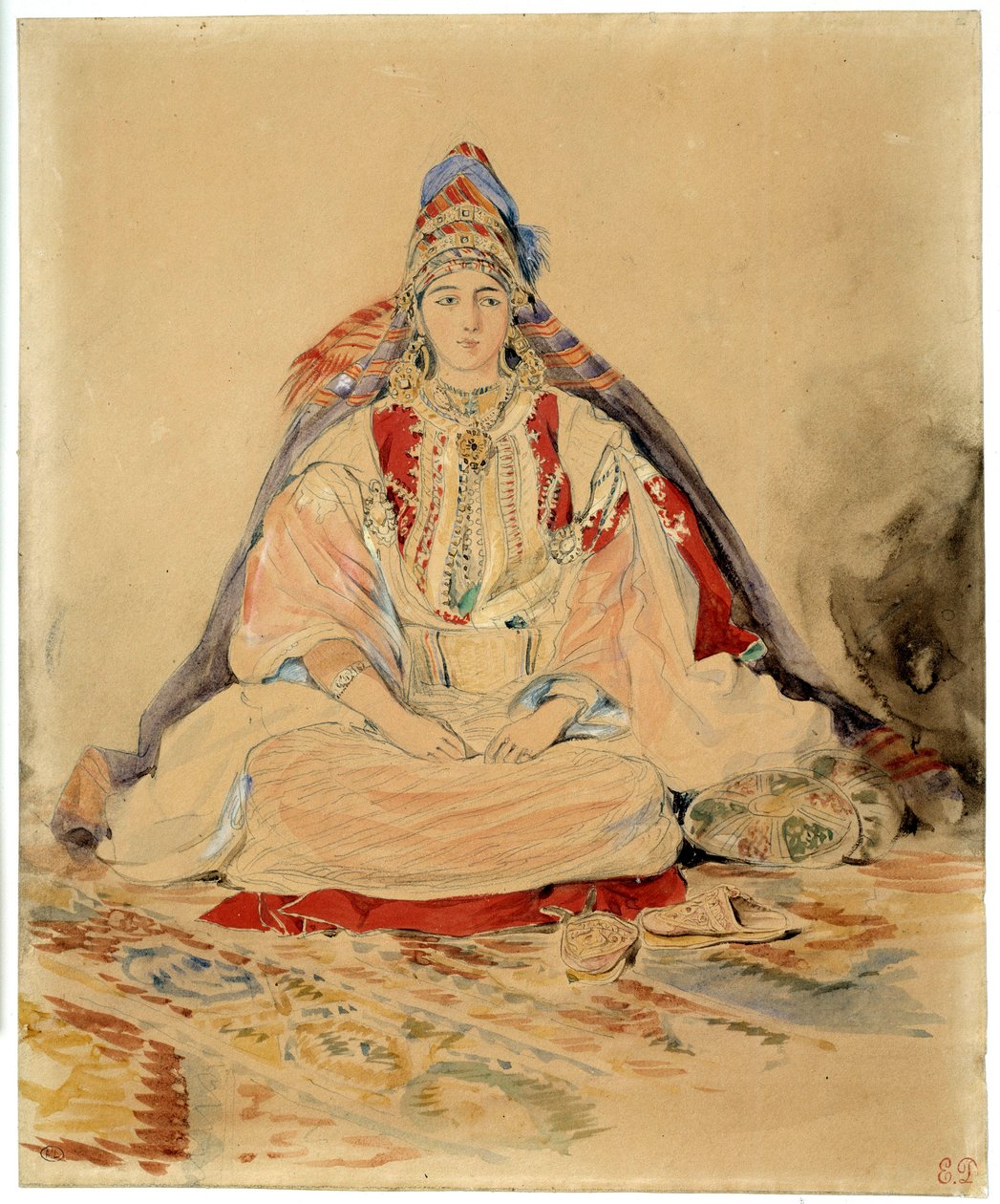 タンジールのユダヤ人の結婚。ウジェーヌ・ドラクロワ（1798-1863）の水彩画 作： フェルディナンド・ビクター・ユージン・ドラクロワ