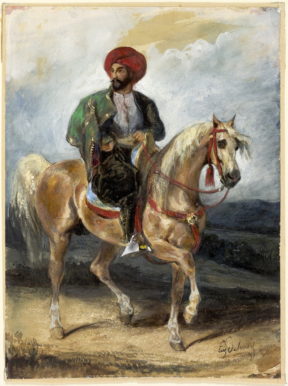 トルコの騎手》1834年頃（紙にグワッシュと水彩） 作： フェルディナンド・ビクター・ユージン・ドラクロワ