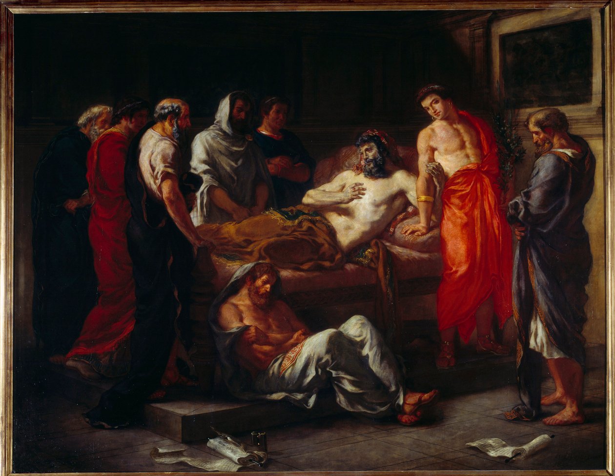 マルク・オーレルの死（121-180年）。ウジェーヌ・ドラクロワ（1798-1863）の絵画 作： フェルディナンド・ビクター・ユージン・ドラクロワ
