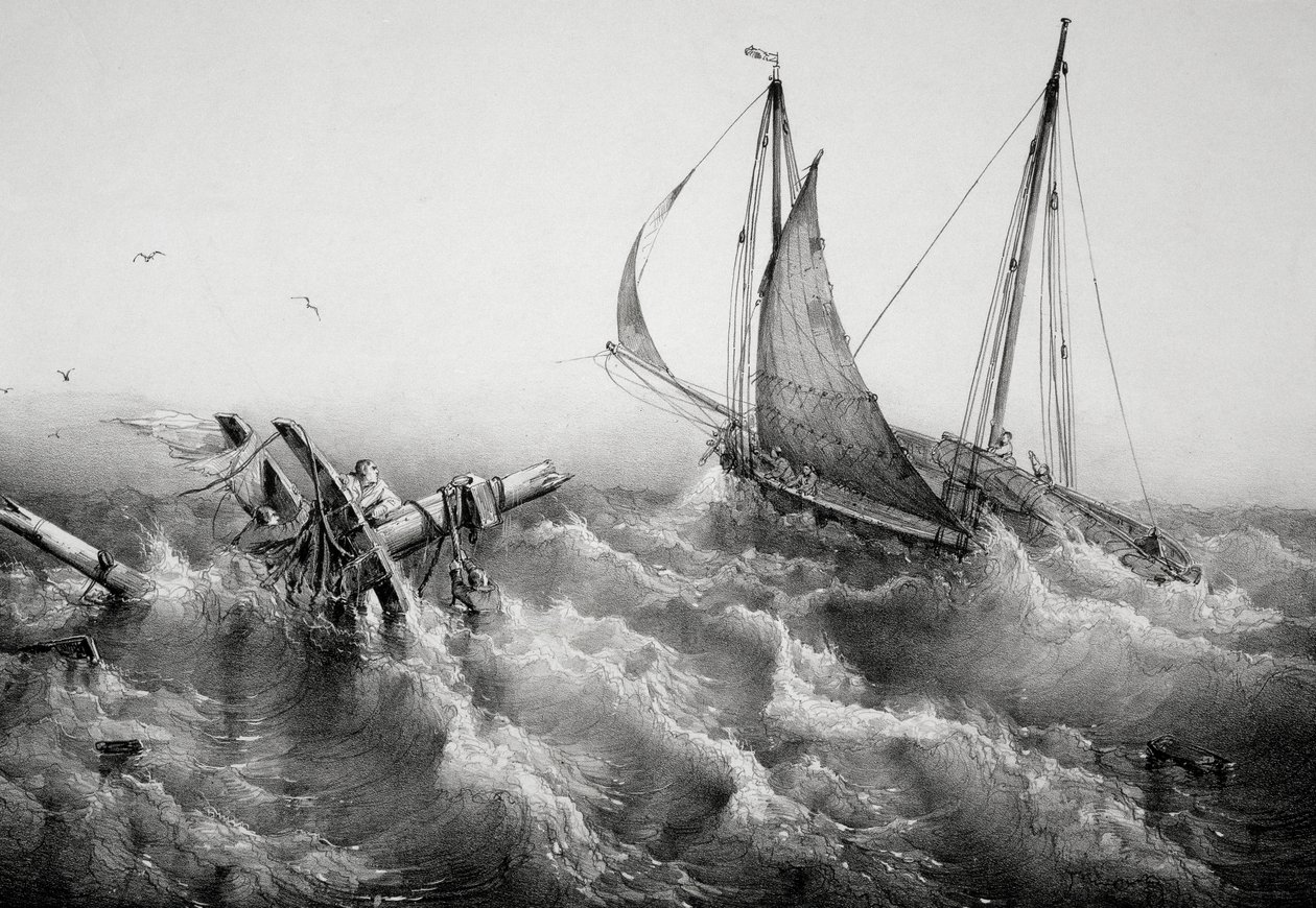 嵐の後、フェルディナン・ペロー（1808-1841）作、リトグラフ 作： フェルディナンド・ビクター・ペロット