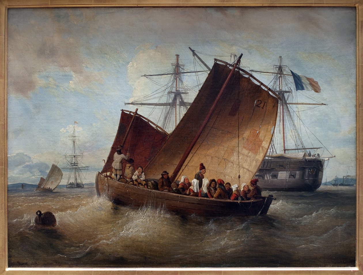 プルーガステルの船。フェルディナン・ペロ（1808-1841）による絵画。油彩・キャンバス 作： フェルディナンド・ビクター・ペロット
