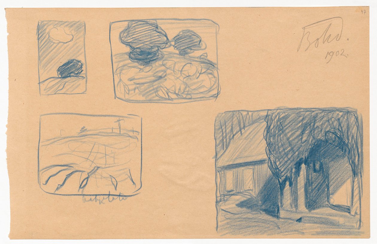 Vier Skizzen: a) Wolke, b) Hügel, c) Altweibersommer, d) Veranda bei Nacht 作： フェルディナンド・ルシュチク