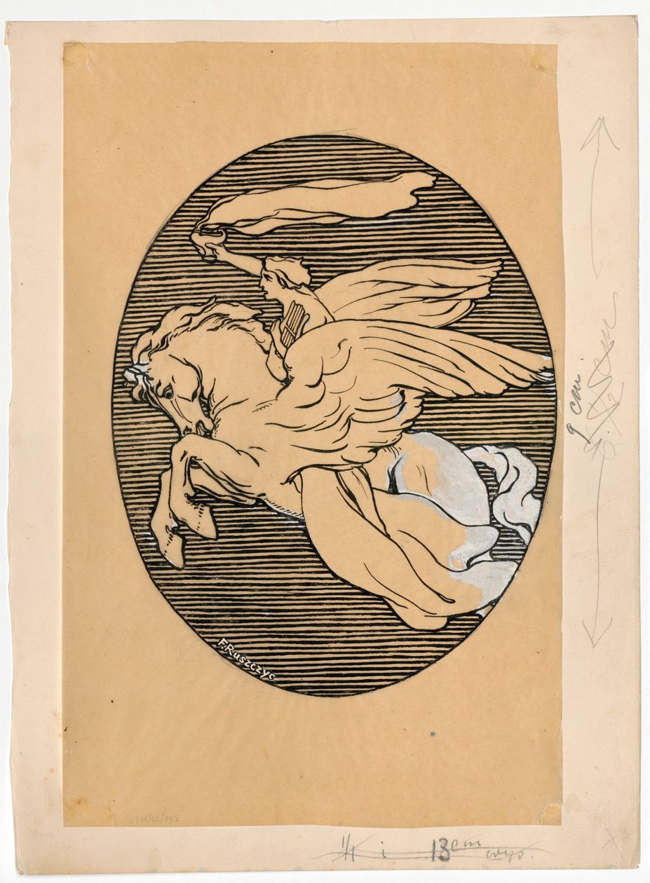 Muse auf Pegasus, Emblem des Theaters "Lutnia" in Wilna 作： フェルディナンド・ルシュチク