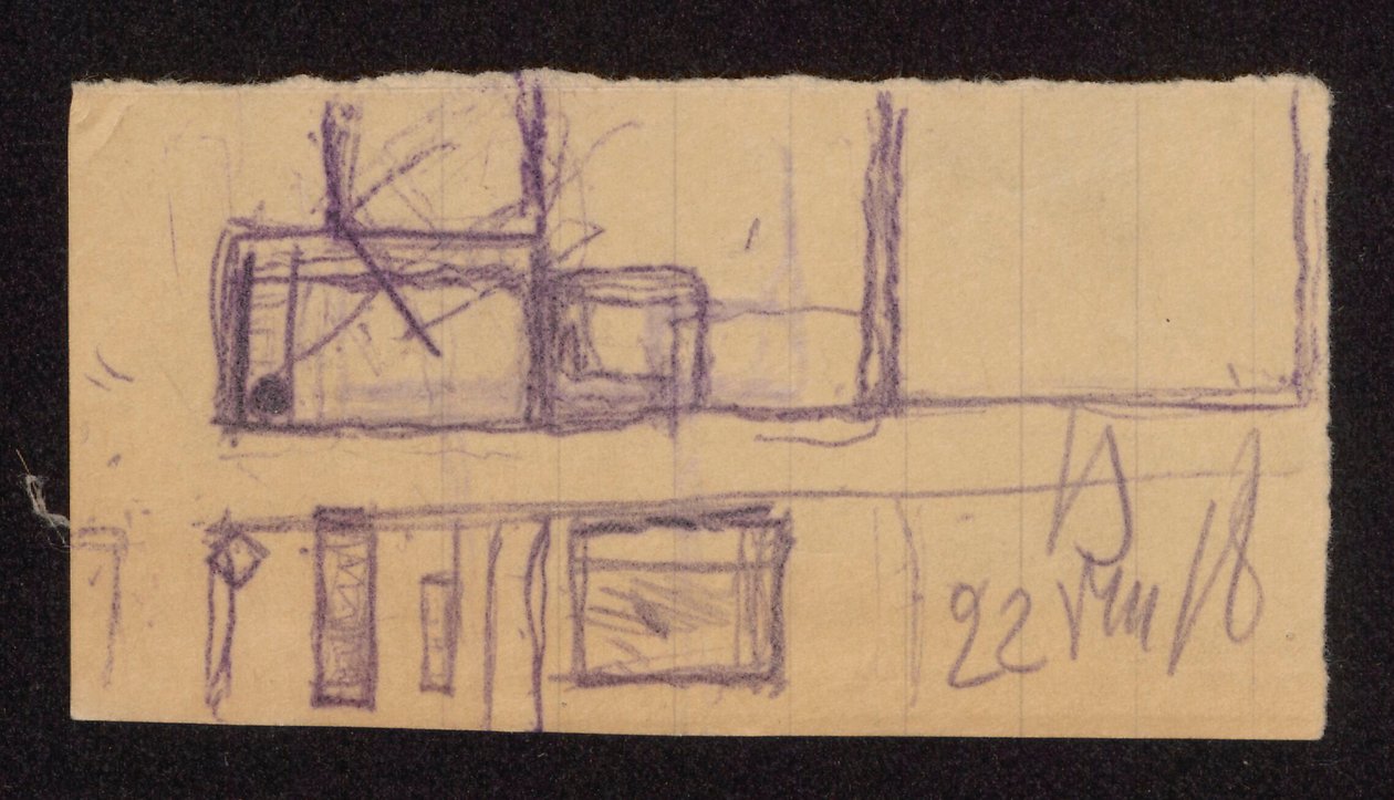 Entwürfe für den Umbau der "Mauer" in Bohdanów - Plan der Gutshofanlagen (?) 作： フェルディナンド・ルシュチク