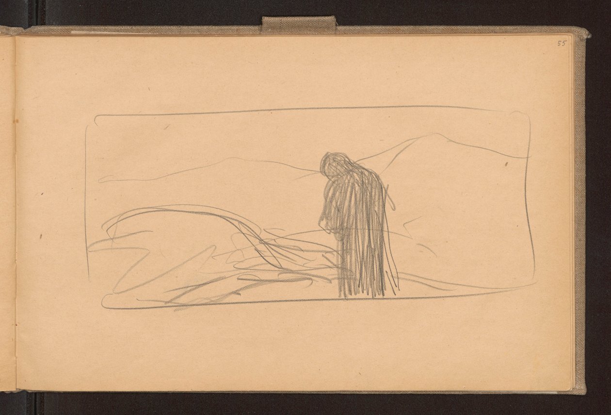 Recto: Der Tod des Pegasus; Verso: Skizzen von gekreuzten Ähren, Entwurf für die Dekoration der Ausgabe "Żurawce" Wl. 1910 作： フェルディナンド・ルシュチク