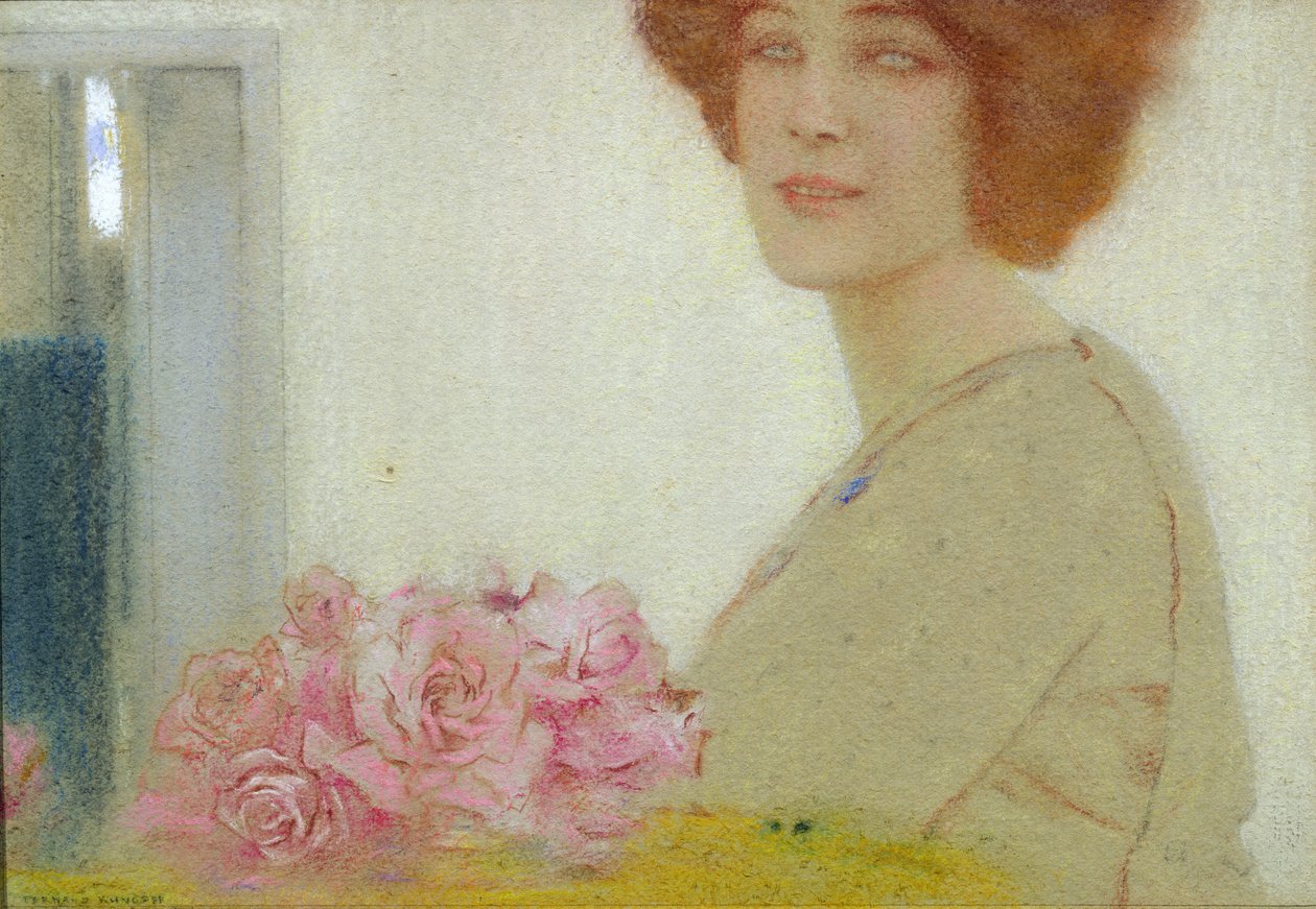バラ、1912年（紙にパステル） 作： フェルナン・クノフフ