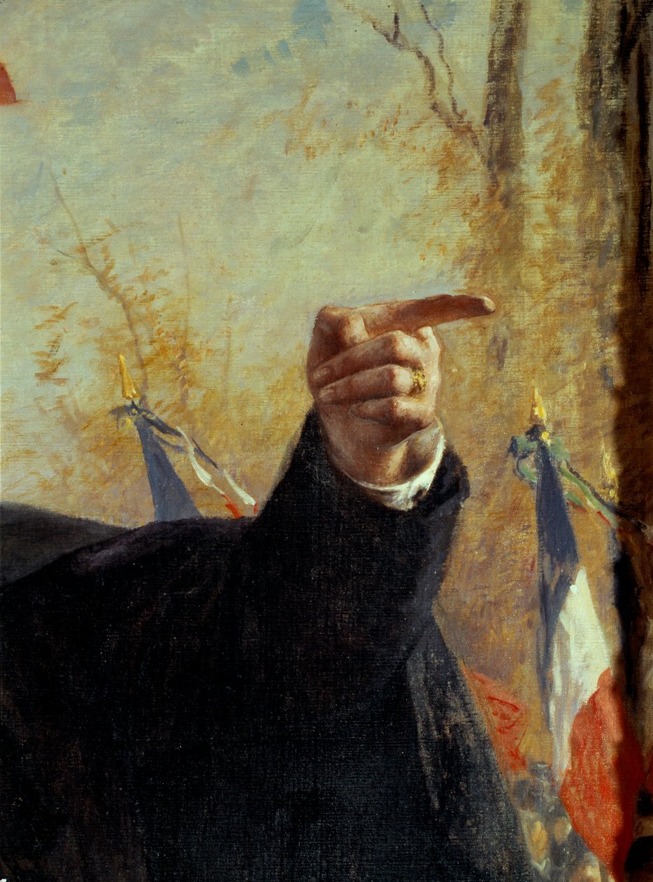 手。フランスの民族主義過激派、ポール・デルーレ（Paul Deroulede, 1846-1914）の肖像画のディテール（指を指している）。フェルナン・コルモン（1845-1924）の絵画 作： フェルナン・コルモン