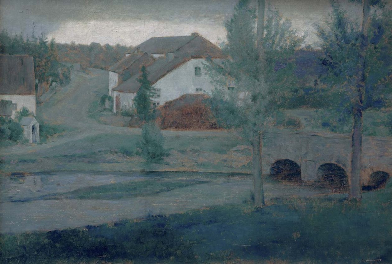 村への入り口、1885。 作： フェルナン・クノフフ