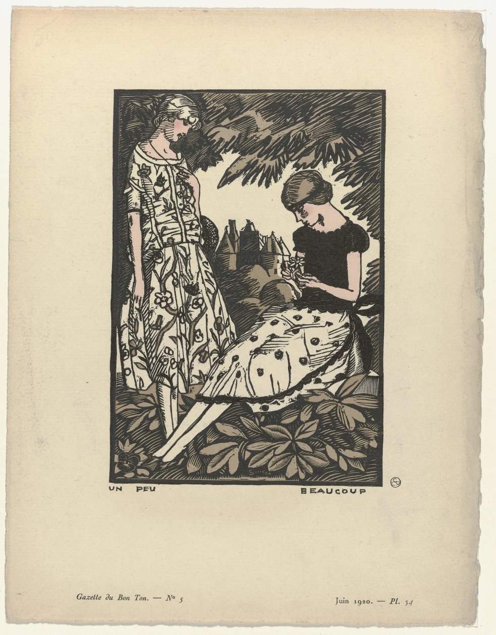 Gazette du Bon Ton、1920 年 - No. 5、Pl. 34: 少し多い 作： フェルナン・シメオン