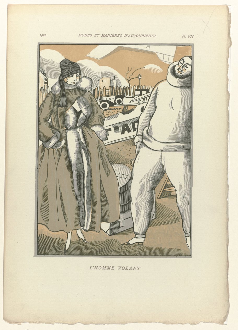 今日のファッションとマナー、1922年、Pl. 7: 空飛ぶ男 作： フェルナン・シメオン