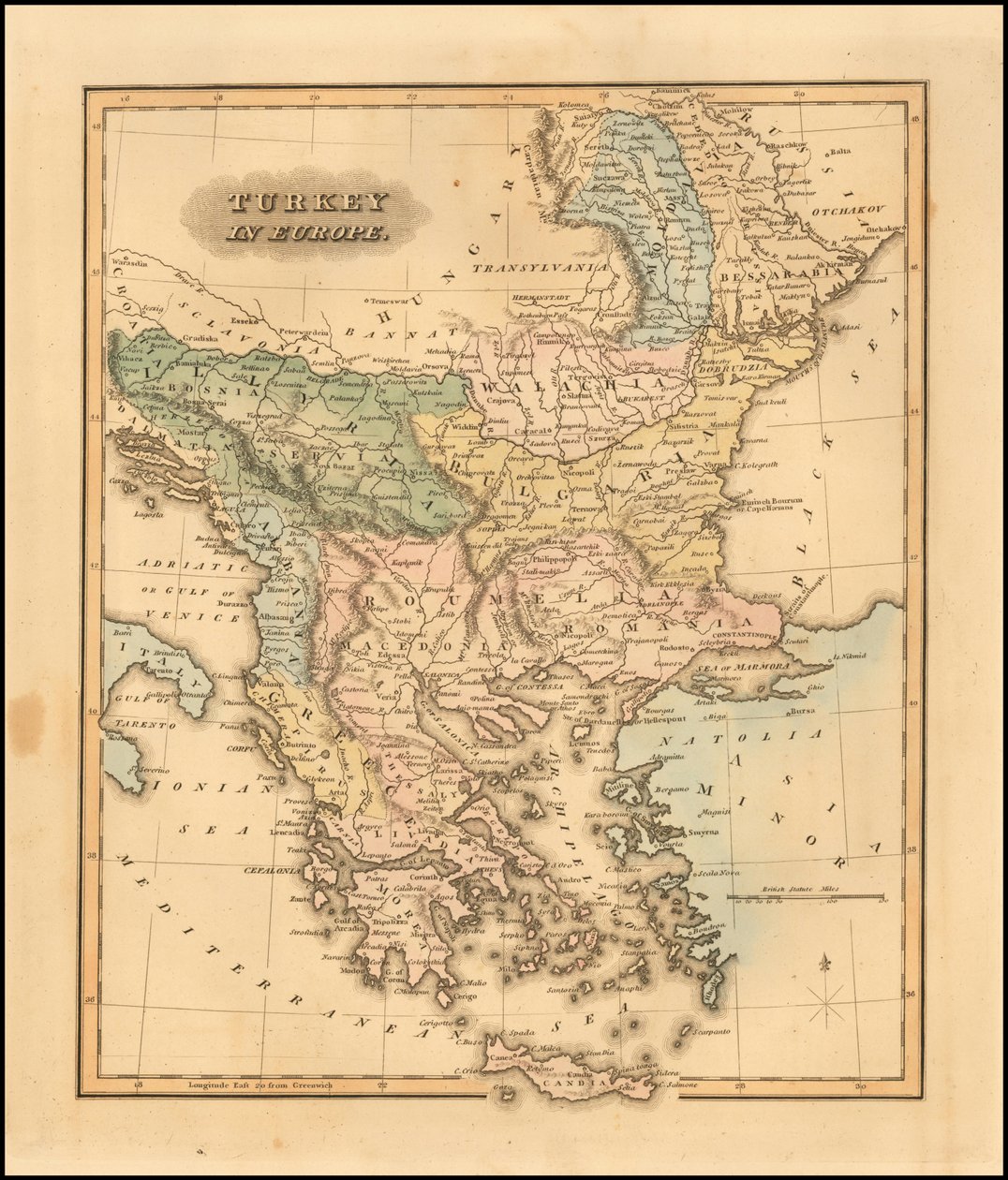 1823年、フィールディング・ルーカス・ジュニアによるヨーロッパのトルコ地図 作： フィールディング ルーカス Jr.