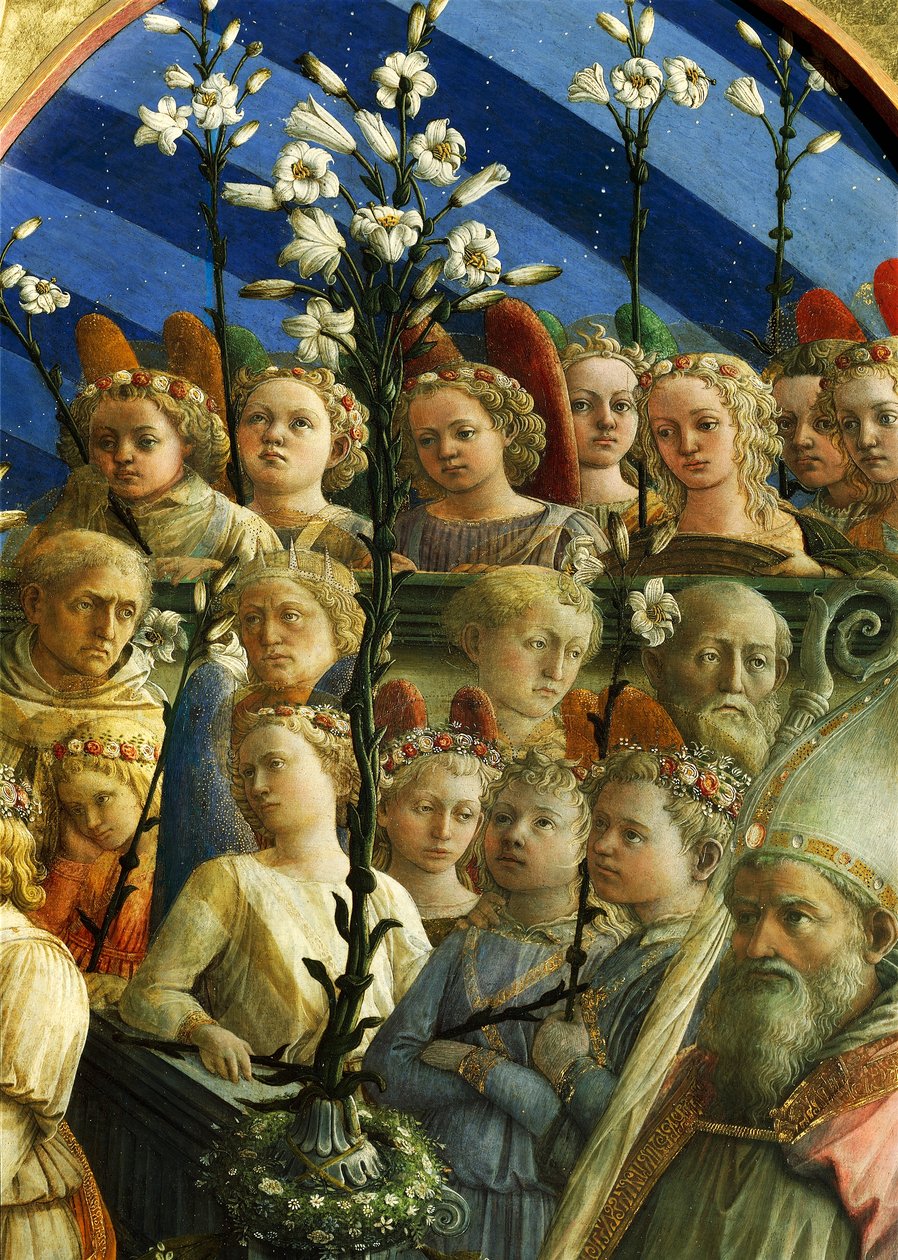 Filippo Lipin (noin 1406-1469) Incoronazione Maringhi eli Neitsyt kruunaus, tempera puulle, 200x287 cm, yksityiskohta 作： フィリッポリッピ