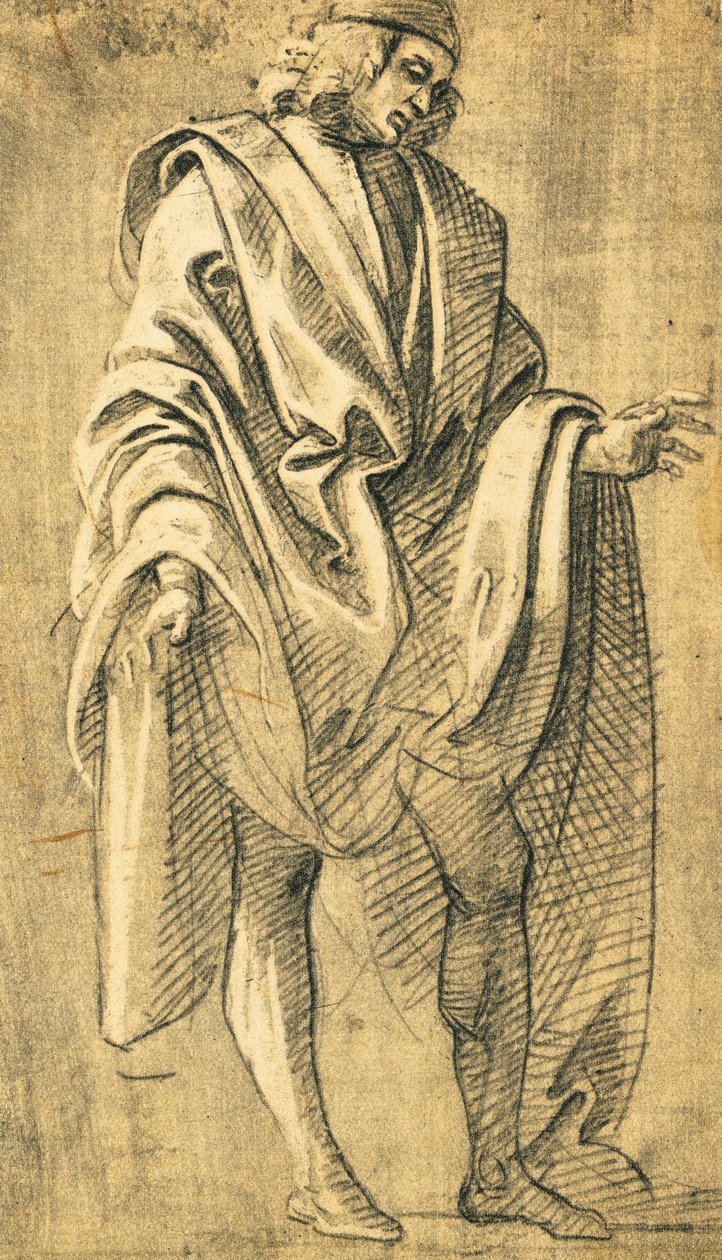 Estudo da figura humana masculina, desenho a lápis de Filippo Lippi (ca 1457-1504) 作： フィリッポリッピ