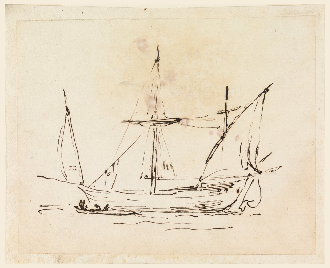 素描、帆船、1770-1800年 作： フィリッポ・マルキオーニ