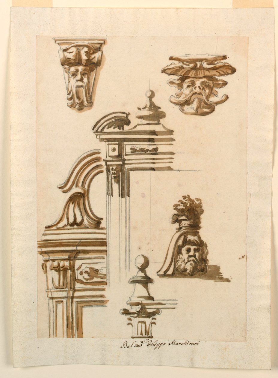素描、建築学、1750-90年 作： フィリッポ・マルキオーニ