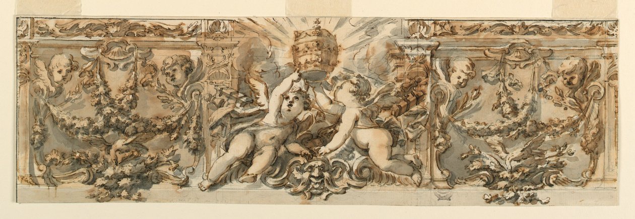 素描、フリーズの装飾、1770年頃 作： フィリッポ・マルキオーニ