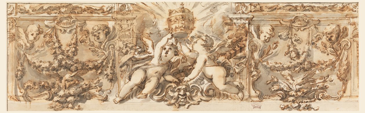 素描、フリーズの装飾、1770年頃 作： フィリッポ・マルキオーニ