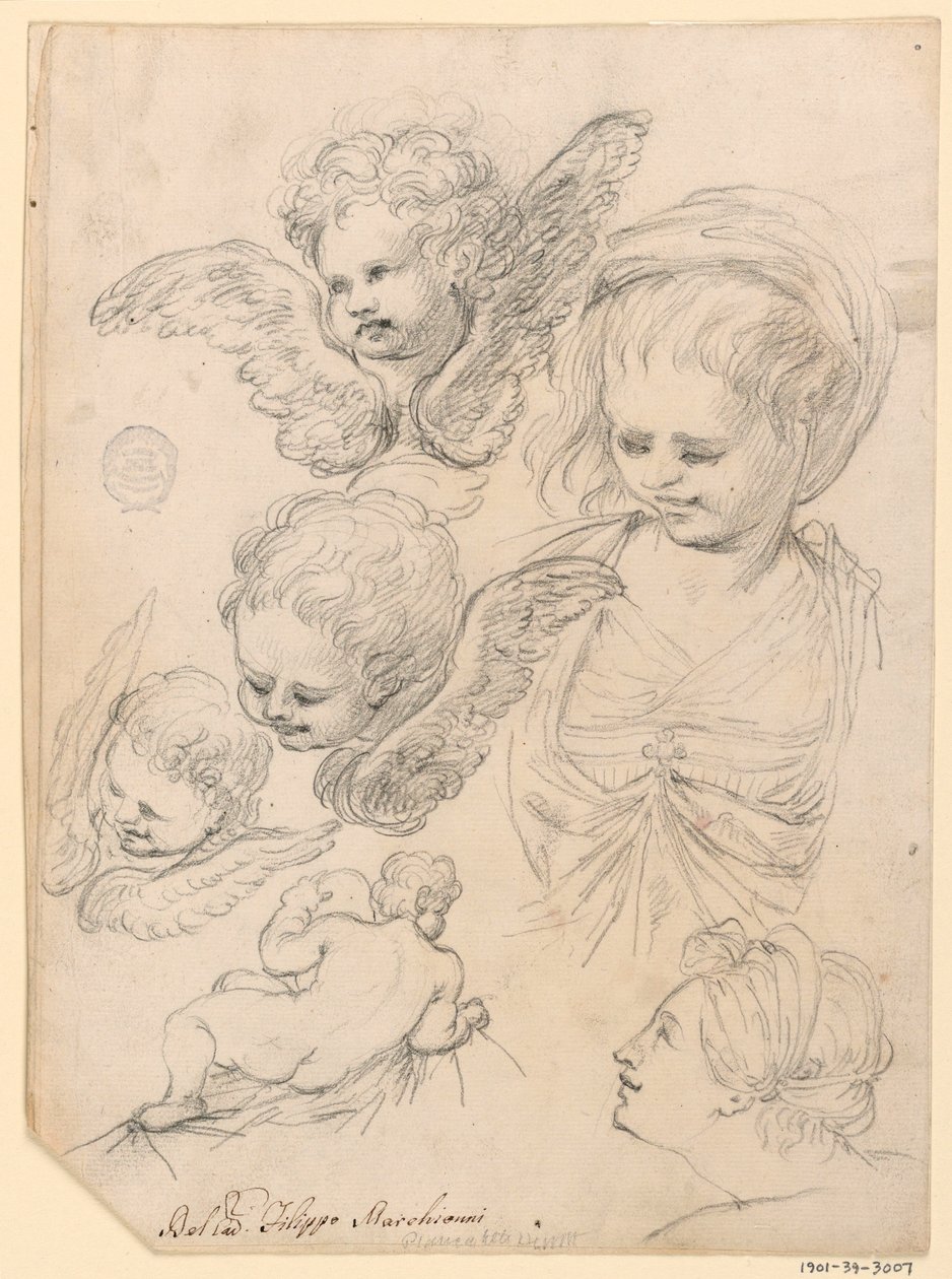 素描、宗教画のための習作、1725-40年 作： フィリッポ・マルキオーニ