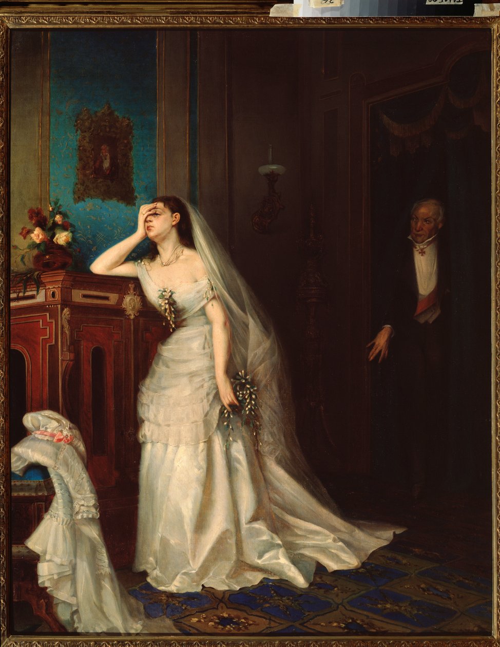 結婚後 - ファースト・セルゲイヴィッチ・ズラヴィエフ (1836-1901) の絵画、キャンバスに油彩 作： セルゲイビッチ・ジュラヴレフ氏