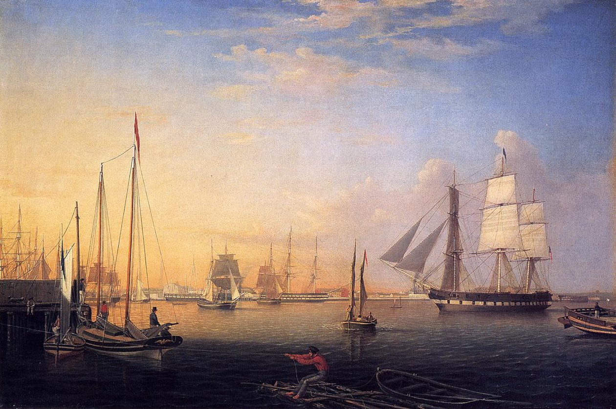 ボルチモアハーバー、1850 作： フィッツ・ヘンリー・レーン