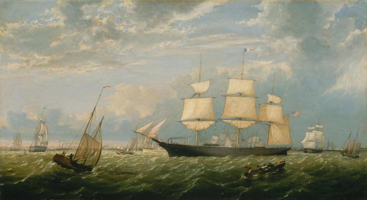 ニューヨーク港に入る黄金の州、1854年。 作： フィッツ・ヒュー・レーン