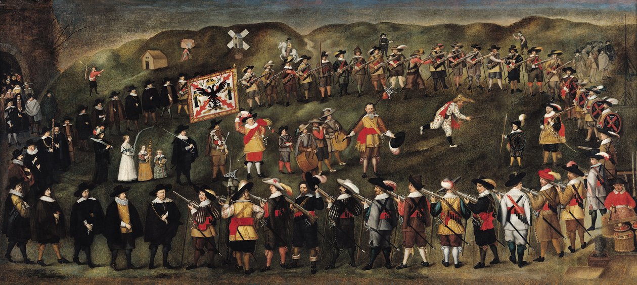 1633年のダンケルクの聖バーバラ同胞団のメンバー 作： フランドルの学校