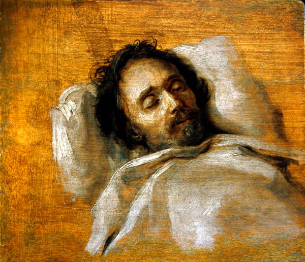 死の床にある男の習作（油彩・パネル） 作： フランドルの学校
