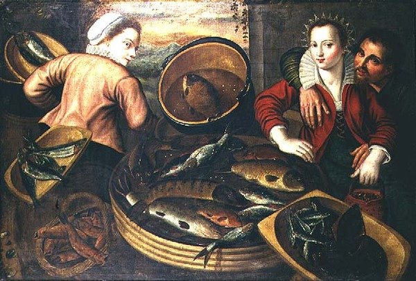 ロンドンの魚屋ホールにある絵の模写、Joachim Bueckelaerのサークル、1640年頃 作： フランドルの学校