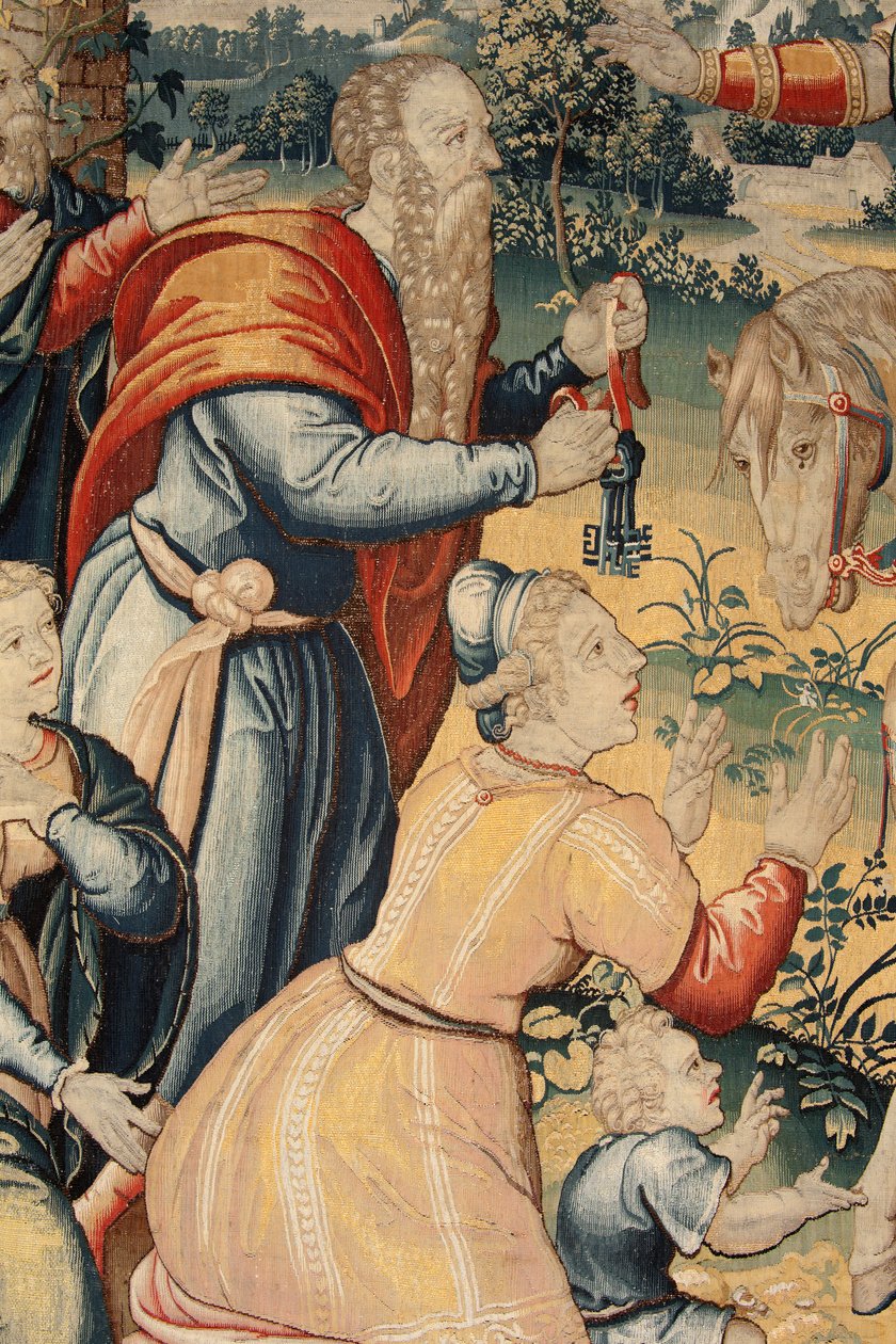 フランダースのタペストリー。 シリーズ ハンニバルの歴史。 イタリアのハンニバル (Aníbal en Italia)。 保存されているものの 3 番目のタペストリー。 オランダのモデル名無しマスター。 ブリュッセルのマニュファクチュール、ワークショップ。 1570年頃。ファブリック ウールとシルク。 1 cm あたり 6.5/7 のゆがみ。 サイズ 作： フランドルの学校