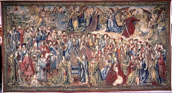 ダビデを叱責するネイサン ダビデとバテシバのタペストリー 1510-15年頃（タペストリー 作： フランドルの学校