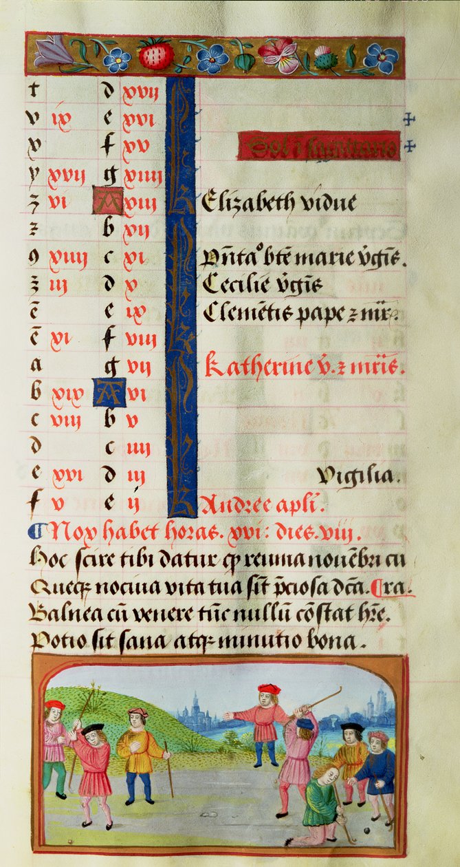 11月： 『Book of Hours』からのGame of Golf 作： フランドルの学校