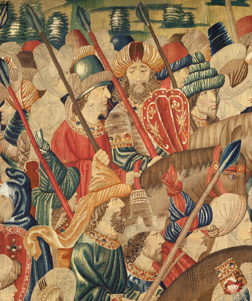 タペストリーの教区博物館（パストラーナのタペストリーの教区博物館）。 フランダースのタペストリー。 タンジェの征服 (タンジェのテイク、De inname van Tanger)。 シリーズ ポルトガル王アルフォンソ 1 世の征服 (ポルトガルのアルフォンソ 5 世の征服)。 トゥルネー。 詳細。 ウール 作： フランドルの学校