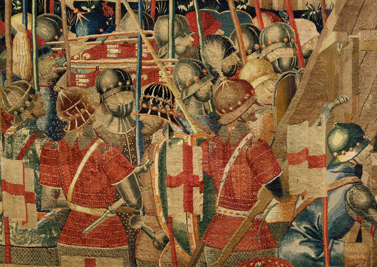 Pfarrmuseum der Wandteppiche (Museo Parroquial de Tapices de Pastrana). Flämischer Wandteppich. Belagerung von Arcila. Serie Eroberungen von König Alfonso I. von Portugal. Tournai. von Flemish School