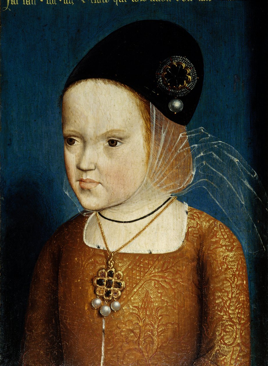 Porträt von Margarita von Österreich (1480-1532), Tochter von Kaiser Maximilian, im Alter von 3 Jahren und 3 Monaten im April 1483, spätere Frau des Infanten Dom Juan, Prinz von Asturien, dann Philibert der Schöne, Herzog von Savoyen und Statthalterin der  von Flemish School