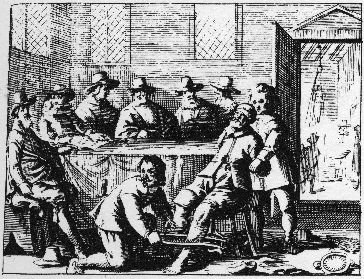 ティンカーズが魔術師に与える罰-1725年、アブラハム・パリングによる「La Sorcellerie demasquee」（「