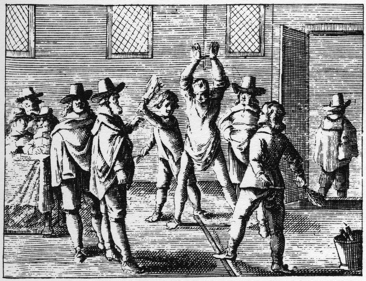 子供たちに叩かれる魔法使い-1725年の版画（Abraham Palingh作「La Sorcellerie demasquee（