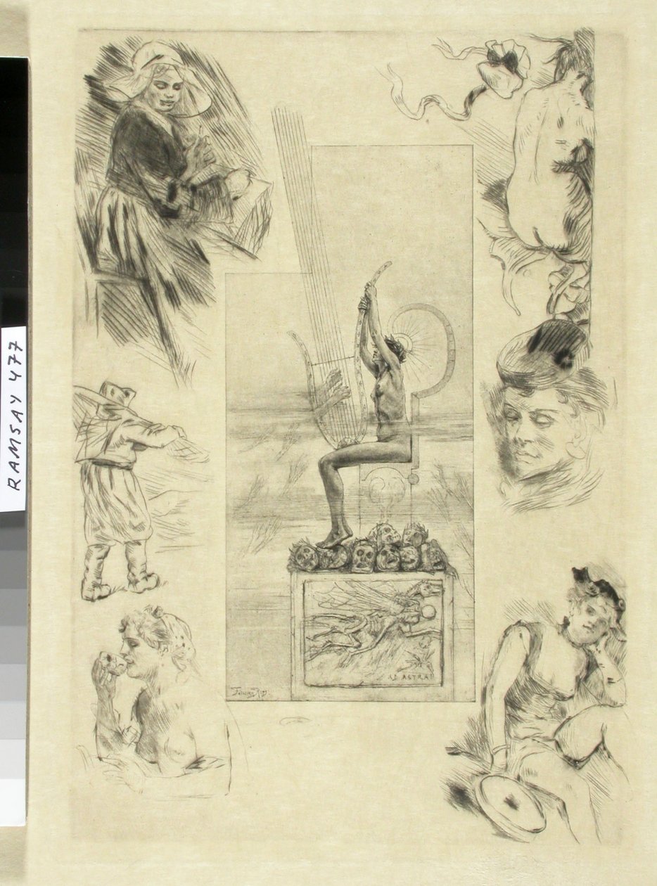 偉大なる抒情詩1887年版マラルメ作品集のタイトルページ。 作： フェリシアン・ロップス