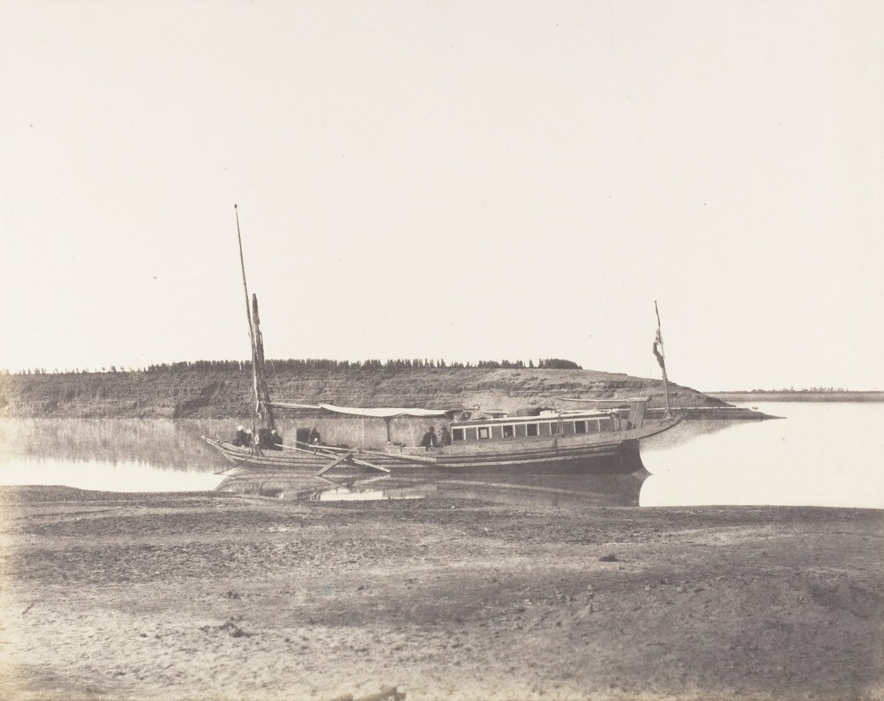 Louksor、Petit Bras du Nile - Voyageurs Barque、1851-52、1853-54 に印刷。 作： フェリックス・テイナード